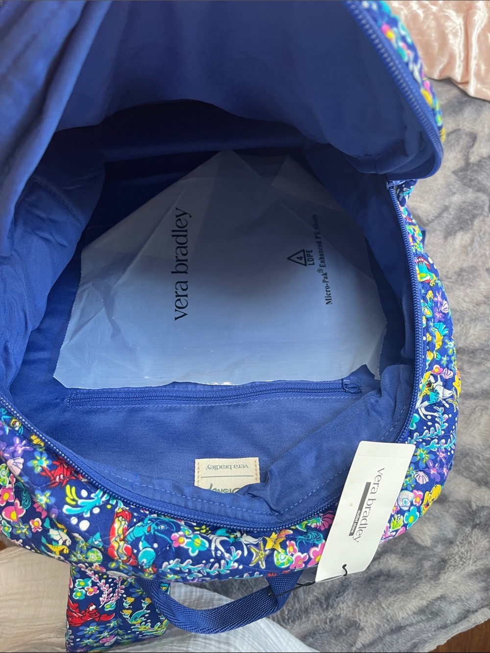 Vera Bradley Kids Navy Multicolor Little Mermaid Underwater Floral Backpack - Picture 8 of 9
